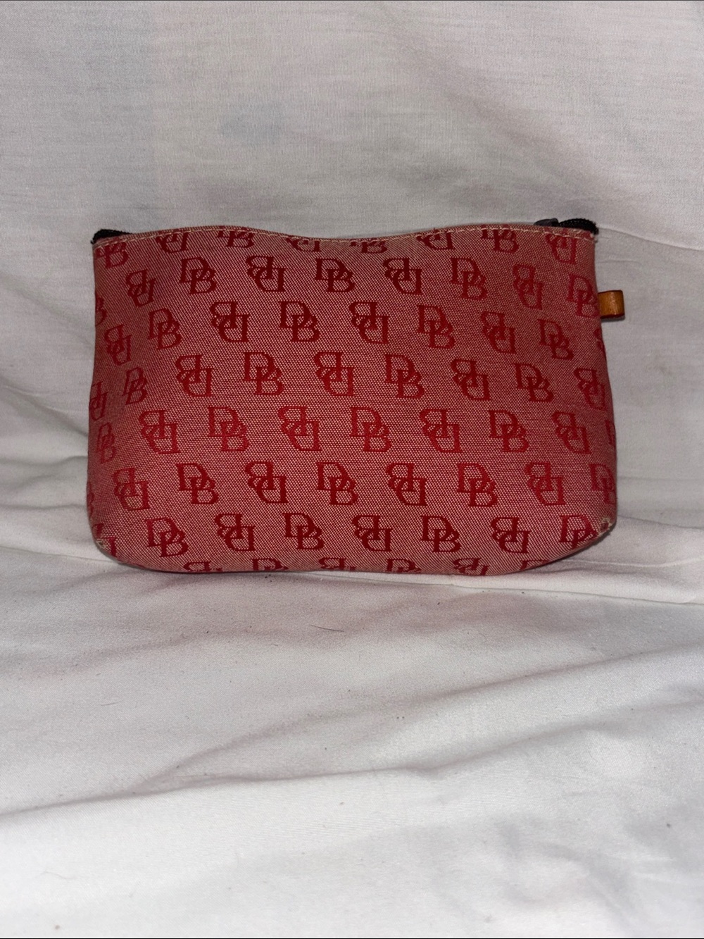 Red Logo Print Cosmetic Pouch dooney and bourkey vintage